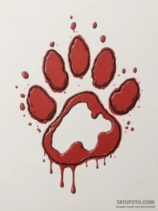 A close-up of a dog's paw print in wet sand.,... - эскиз тату (№1755043735_0, 13.08.2025 00:08) — Tatufoto.com