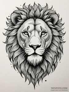 Tattoo sketch a majestic leo lion's face, bro... - эскиз тату (№1755044347_0, 13.08.2025 00:19) — Tatufoto.com