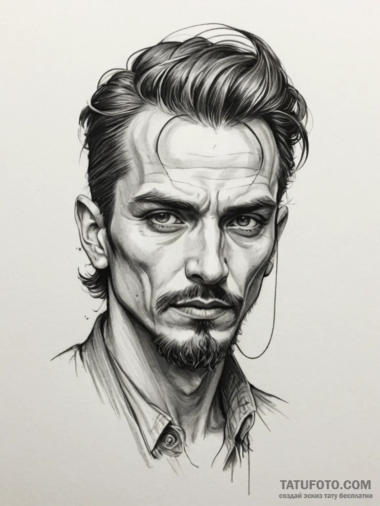 Tattoo design: a dark, atmospheric portrait o... - эскиз тату (№1755044553_0, 13.08.2025 00:22) — Tatufoto.com