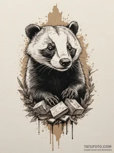 Badger, tattoo sketch design, on a clean whit... - эскиз тату (№1755044757_0, 13.08.2025 00:25) — Tatufoto.com