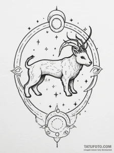 Tattoo sketch a zodiac animal outline filled... - эскиз тату (№1755045165_0, 13.08.2025 00:32) — Tatufoto.com