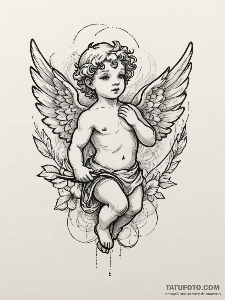 Cupid, tattoo flash sheet design, sketch tatt... - эскиз тату (№1755045572_0, 13.08.2025 00:39) — Tatufoto.com