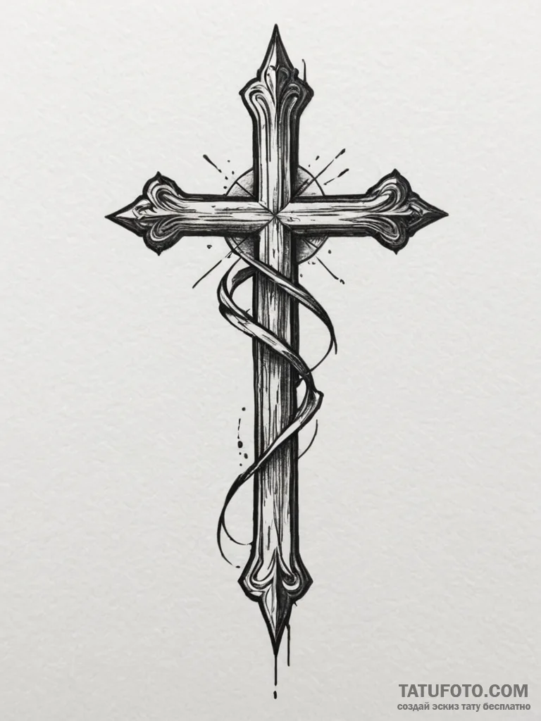 Hook, artistic tattoo sketch, clean lines, cr... - эскиз тату (№1755046377_0, 13.08.2025 00:52) — Tatufoto.com