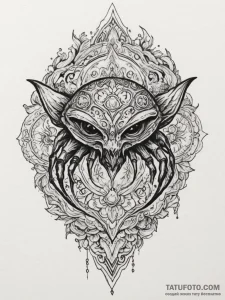 Tattoo sketch a retro space invader alien wit... - эскиз тату (№1755046781_0, 13.08.2025 00:59) — Tatufoto.com