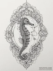 A seahorse with intricate patterns (is there,... - эскиз тату (№1755047185_0, 13.08.2025 01:06) — Tatufoto.com