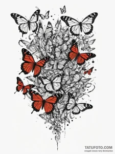 A swarm of monarch butterflies migrating., ar... - эскиз тату (№1755047586_0, 13.08.2025 01:13) — Tatufoto.com