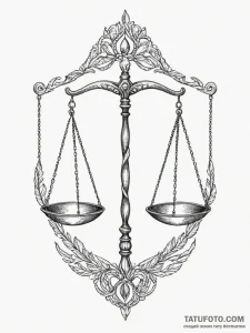Tattoo sketch libra's scales, one pan realist... - эскиз тату (№1755048998_0, 13.08.2025 01:36) — Tatufoto.com