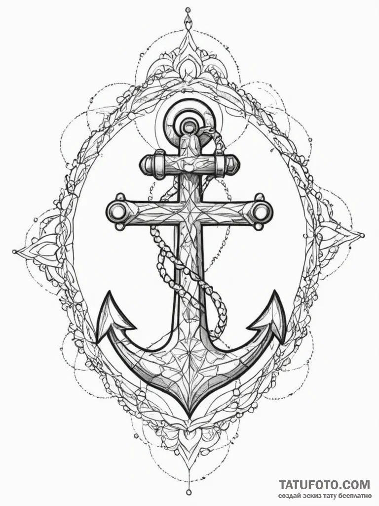 Tattoo design a sturdy anchor, symbolizing st... - эскиз тату (№1755049606_0, 13.08.2025 01:46) — Tatufoto.com