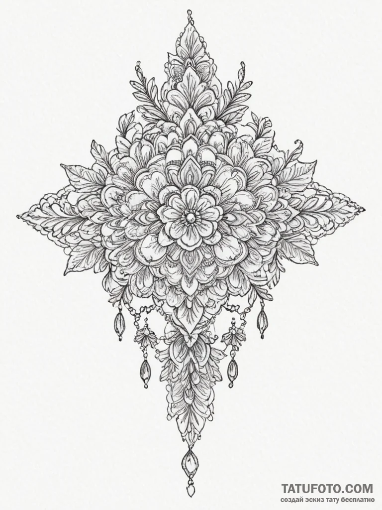 Tattoo design a delicate lace border with mic... - эскиз тату (№1755050208_0, 13.08.2025 01:56) — Tatufoto.com