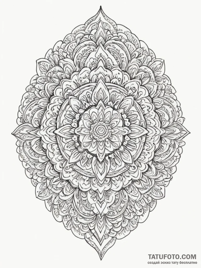 Mandala, ink illustration for tattoo, sepia t... - эскиз тату (№1755051008_0, 13.08.2025 02:10) — Tatufoto.com