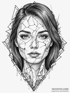 Shattered mirror reflecting a different face,... - эскиз тату (№1755052005_0, 13.08.2025 02:26) — Tatufoto.com