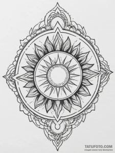 Tattoo sketch a sun rising over a mountain ra... - эскиз тату (№1755052203_0, 13.08.2025 02:30) — Tatufoto.com