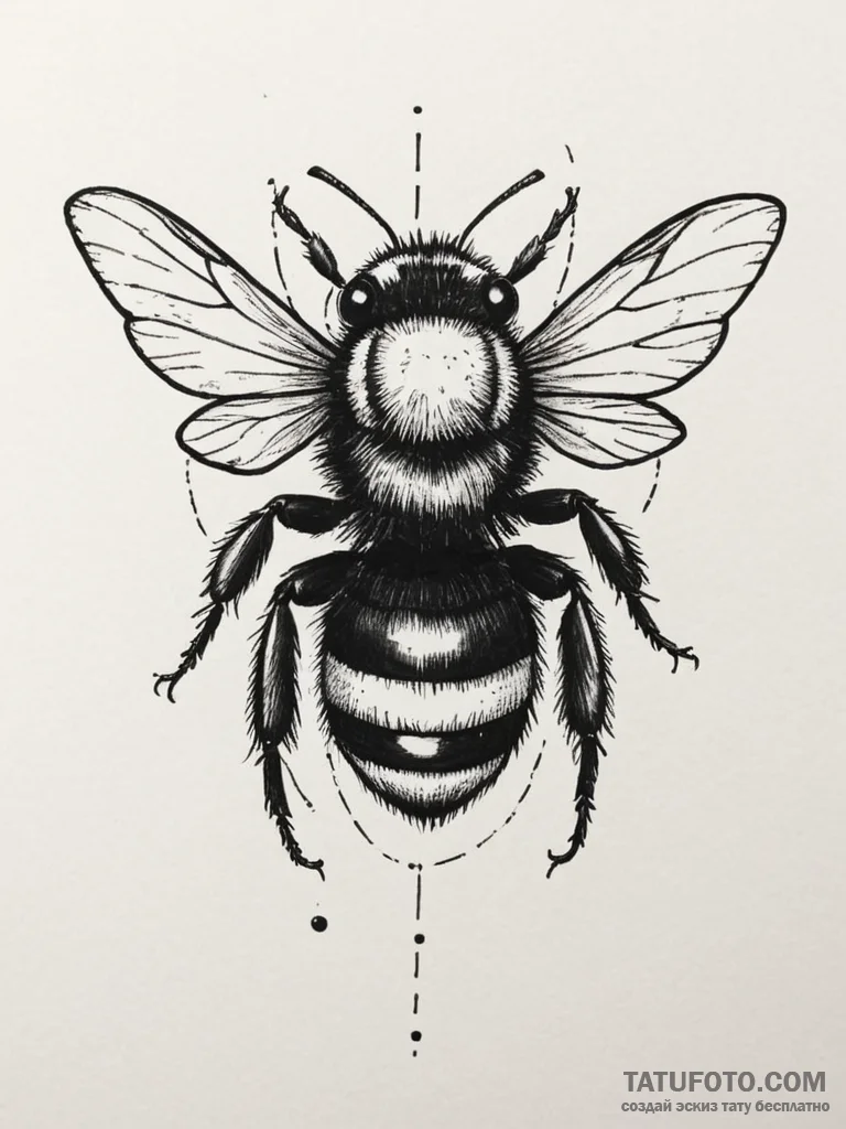 Bumblebee, ink illustration for tattoo, black... - эскиз тату (№1755052598_0, 13.08.2025 02:36) — Tatufoto.com