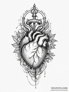 Tattoo design a subtle representation of a he... - эскиз тату (№1755053596_0, 13.08.2025 02:53) — Tatufoto.com