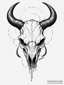 Tattoo design a zodiac animal skull in heavy... - эскиз тату (№1755054194_0, 13.08.2025 03:03) — Tatufoto.com