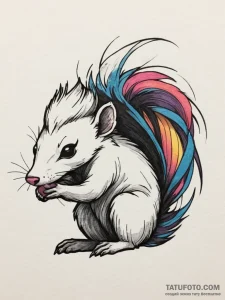 Skunk, tattoo sketch design, vibrant colors,... - эскиз тату (№1755056186_0, 13.08.2025 03:36) — Tatufoto.com