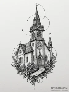 Church, tattoo line art, black and white sket... - эскиз тату (№1755056981_0, 13.08.2025 03:49) — Tatufoto.com