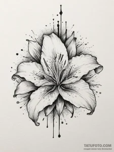 Tattoo sketch a single, elegant lily, with fi... - эскиз тату (№1755057775_0, 13.08.2025 04:02) — Tatufoto.com