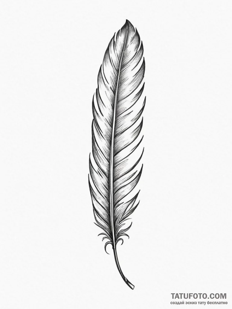 Tattoo design a single feather falling, symbo... - эскиз тату (№1755058176_0, 13.08.2025 04:09) — Tatufoto.com