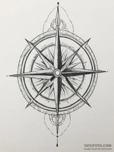Tattoo design a compass rose where each point... - эскиз тату (№1755058773_0, 13.08.2025 04:19) — Tatufoto.com