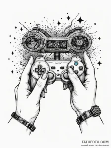 Tattoo sketch a person's hands holding a cons... - эскиз тату (№1755059372_0, 13.08.2025 04:29) — Tatufoto.com