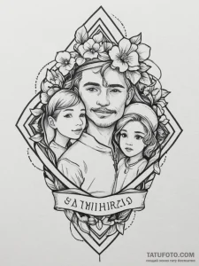 Tattoo design a simple, abstract "family port... - эскиз тату (№1755059772_0, 13.08.2025 04:36) — Tatufoto.com