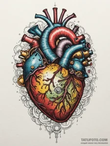 Anatomical heart with mechanical gears inside... - эскиз тату (№1755059972_0, 13.08.2025 04:39) — Tatufoto.com