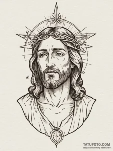 Jesus christ, tattoo flash sheet design, clea... - эскиз тату (№1755060570_0, 13.08.2025 04:49) — Tatufoto.com