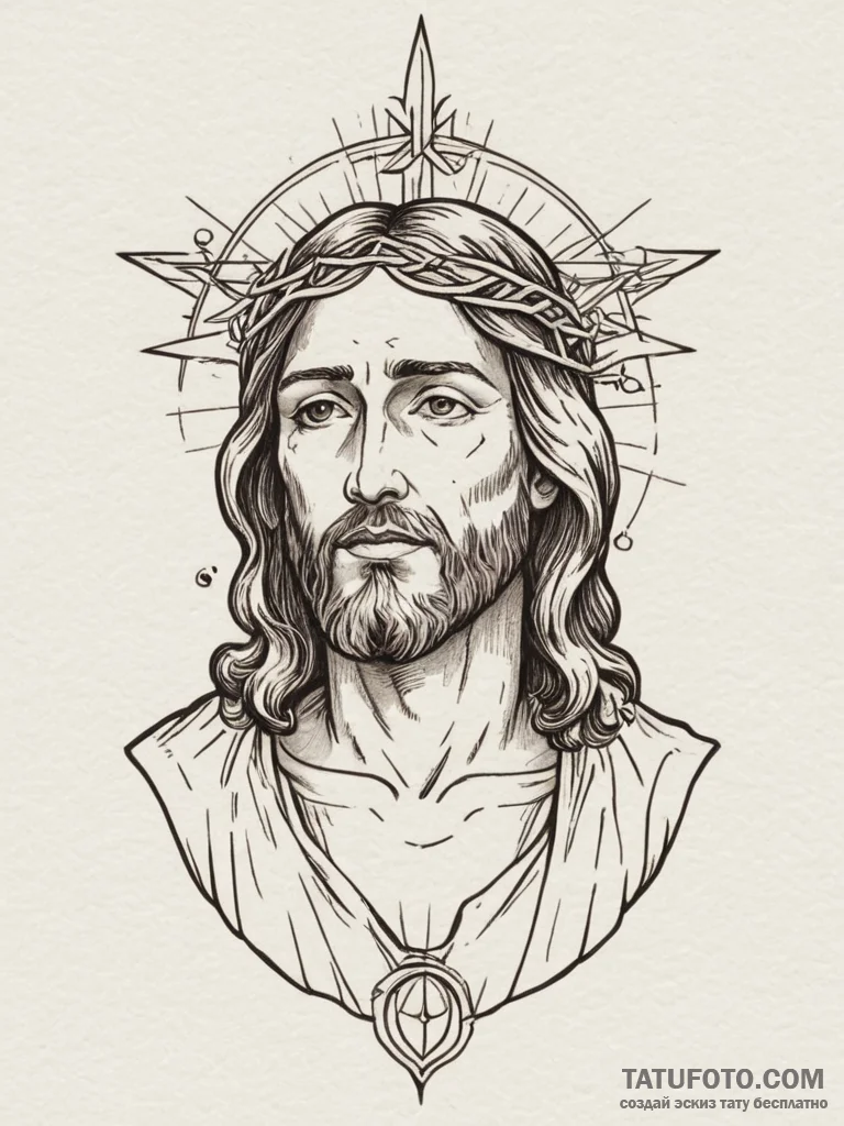 Jesus christ, tattoo flash sheet design, clea... - эскиз тату (№1755060570_0, 13.08.2025 04:49) — Tatufoto.com