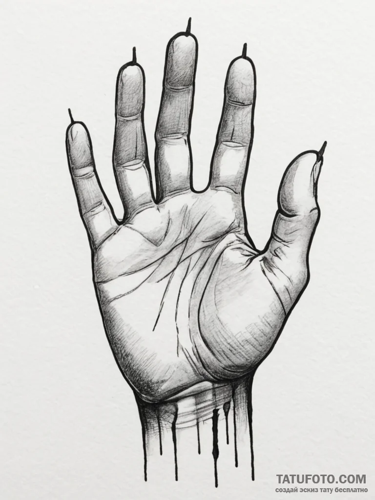 Tattoo sketch a human hand with calloused, ro... - эскиз тату (№1755061368_0, 13.08.2025 05:02) — Tatufoto.com