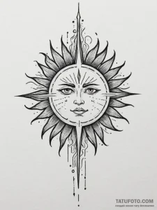 Tattoo sketch a leo symbol made of sun rays a... - эскиз тату (№1755062764_0, 13.08.2025 05:26) — Tatufoto.com