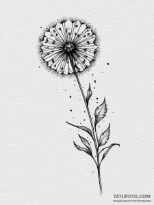 Tattoo design a dandelion with seeds blowing... - эскиз тату (№1755063162_0, 13.08.2025 05:32) — Tatufoto.com