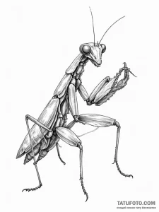 Praying mantis - эскиз тату (№1755064160_0, 13.08.2025 05:49) — Tatufoto.com