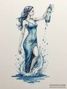 Tattoo sketch aquarius's water-bearer, pourin... - эскиз тату (№1755064559_0, 13.08.2025 05:55) — Tatufoto.com