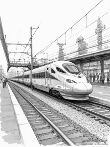 A sleek, modern high-speed bullet train blurr... - эскиз тату (№1755067150_0, 13.08.2025 06:39) — Tatufoto.com
