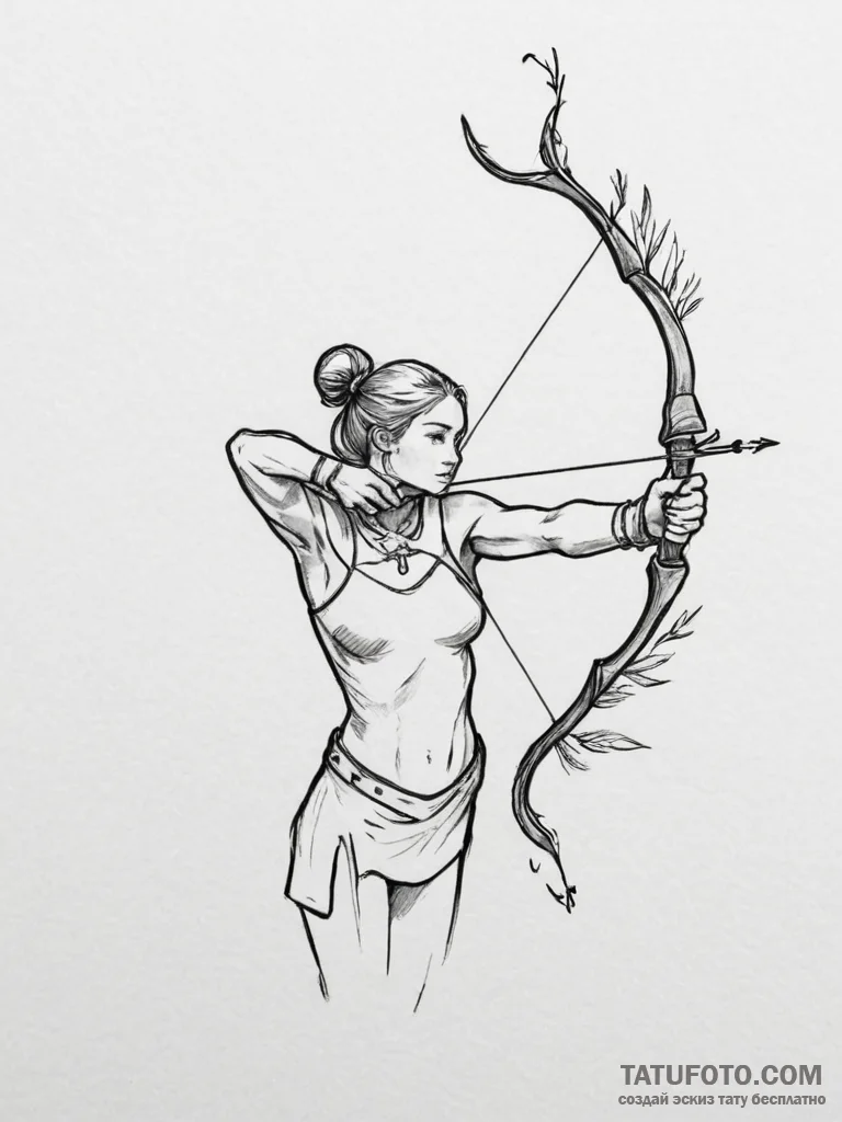 Tattoo sketch a sagittarius archer, minimalis... - эскиз тату (№1755068545_0, 13.08.2025 07:02) — Tatufoto.com