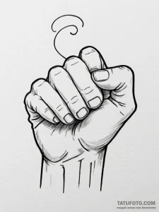 Tattoo sketch a close-up of a fist, showing e... - эскиз тату (№1755068744_0, 13.08.2025 07:05) — Tatufoto.com