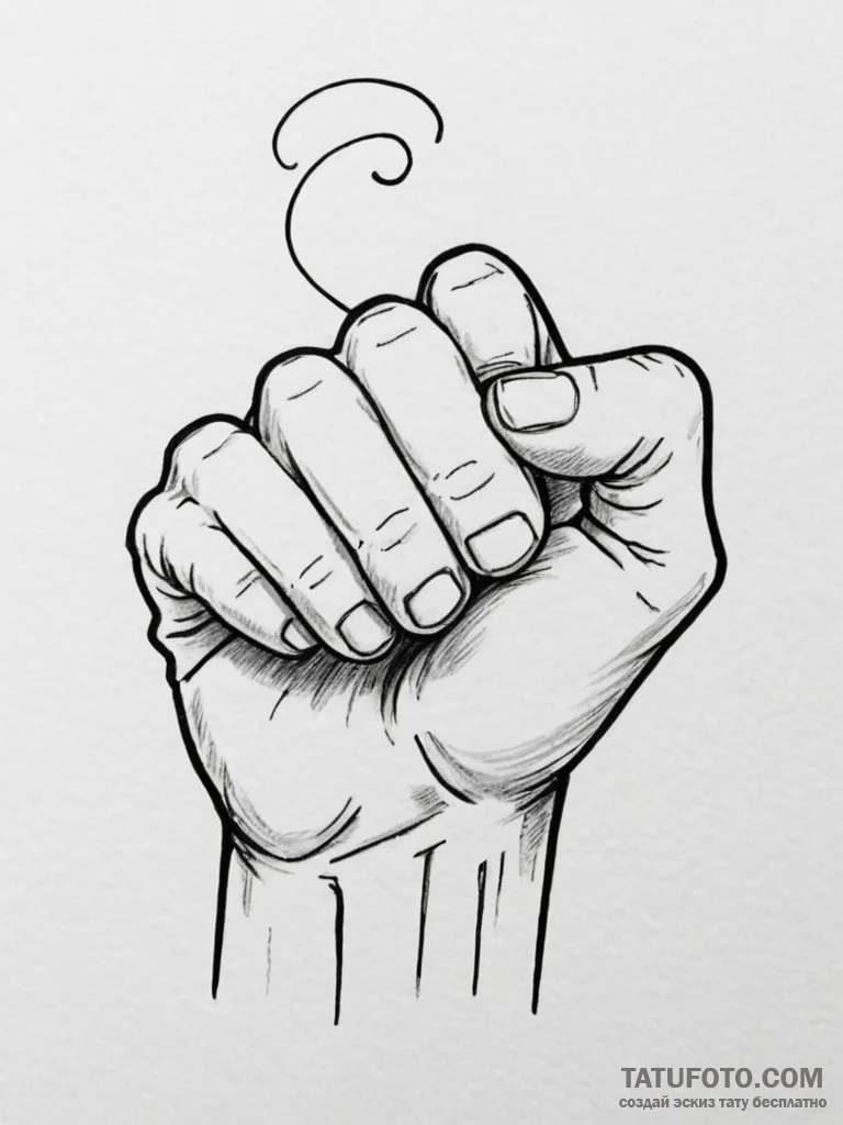 Tattoo sketch a close-up of a fist, showing e... - эскиз тату (№1755068744_0, 13.08.2025 07:05) — Tatufoto.com