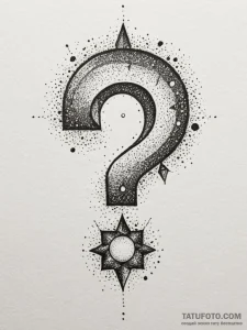 Tattoo sketch a floating question mark block... - эскиз тату (№1755070738_0, 13.08.2025 07:38) — Tatufoto.com