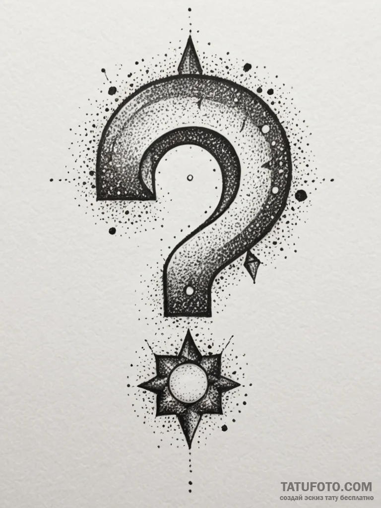 Tattoo sketch a floating question mark block... - эскиз тату (№1755070738_0, 13.08.2025 07:38) — Tatufoto.com