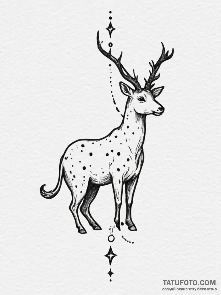 Tattoo sketch a zodiac animal's silhouette fi... - эскиз тату (№1755071337_0, 13.08.2025 07:48) — Tatufoto.com