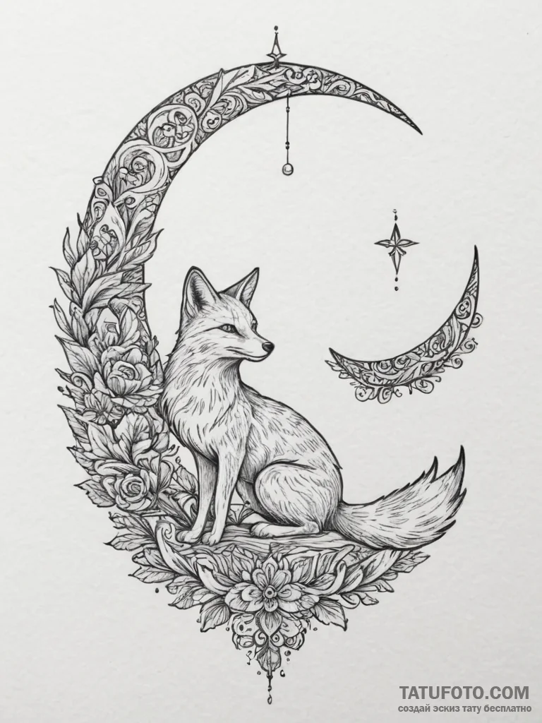 Tattoo design a crescent moon with a shadowy... - эскиз тату (№1755072134_0, 13.08.2025 08:02) — Tatufoto.com