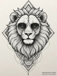 Tattoo sketch a leo lion wearing sunglasses,... - эскиз тату (№1755072533_0, 13.08.2025 08:08) — Tatufoto.com