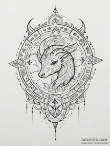 Tattoo design a zodiac glyph appearing as if... - эскиз тату (№1755073131_0, 13.08.2025 08:18) — Tatufoto.com