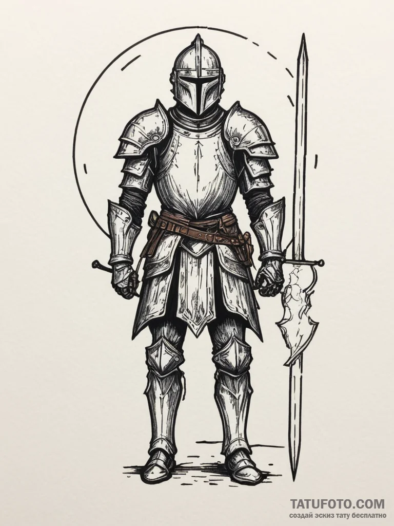 Knight, artistic tattoo sketch, vibrant color... - эскиз тату (№1755073531_0, 13.08.2025 08:25) — Tatufoto.com