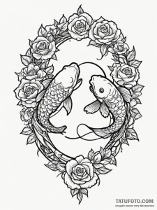 Tattoo design a pair of koi fish swimming in... - эскиз тату (№1755074924_0, 13.08.2025 08:48) — Tatufoto.com