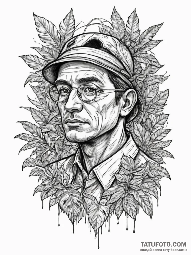 A shot of a research scientist in the amazon... - эскиз тату (№1755075323_0, 13.08.2025 08:55) — Tatufoto.com