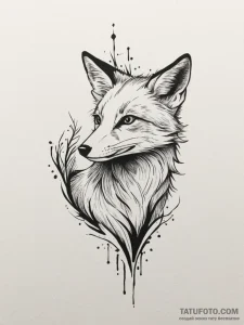 Tattoo sketch a flowing fox silhouette, grace... - эскиз тату (№1755076321_0, 13.08.2025 09:12) — Tatufoto.com