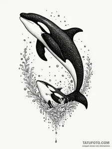 Killer whale, tattoo flash sheet design, dotw... - эскиз тату (№1755076720_0, 13.08.2025 09:18) — Tatufoto.com