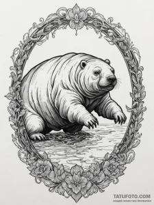 Tardigrade (water bear), tattoo drawing outli... - эскиз тату (№1755078713_0, 13.08.2025 09:51) — Tatufoto.com